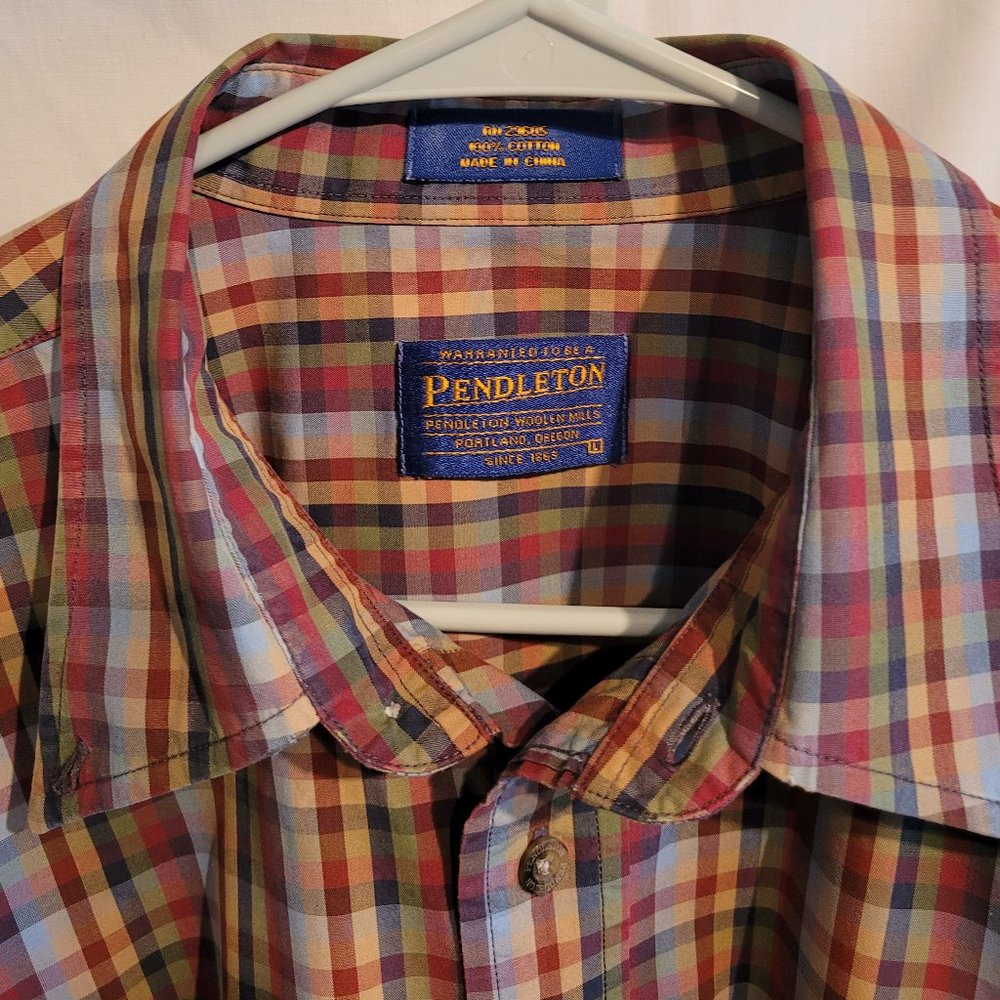 Pendleton Men's 100% Cotton Plaid Button Down Shirt Large Multicolor - Picture 3 of 7